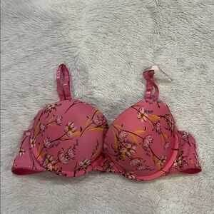 Daisy Fuentes Pink Floral Push-Up Bra | Size 36B